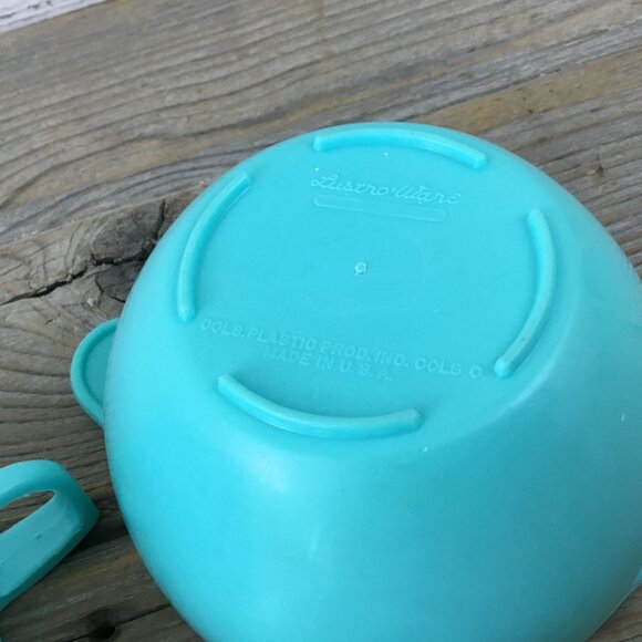 Vintage Lustro-Ware Turquoise Creamer & Sugar Bowl with Lid – Plastic USA MCM - Picture 7 of 8